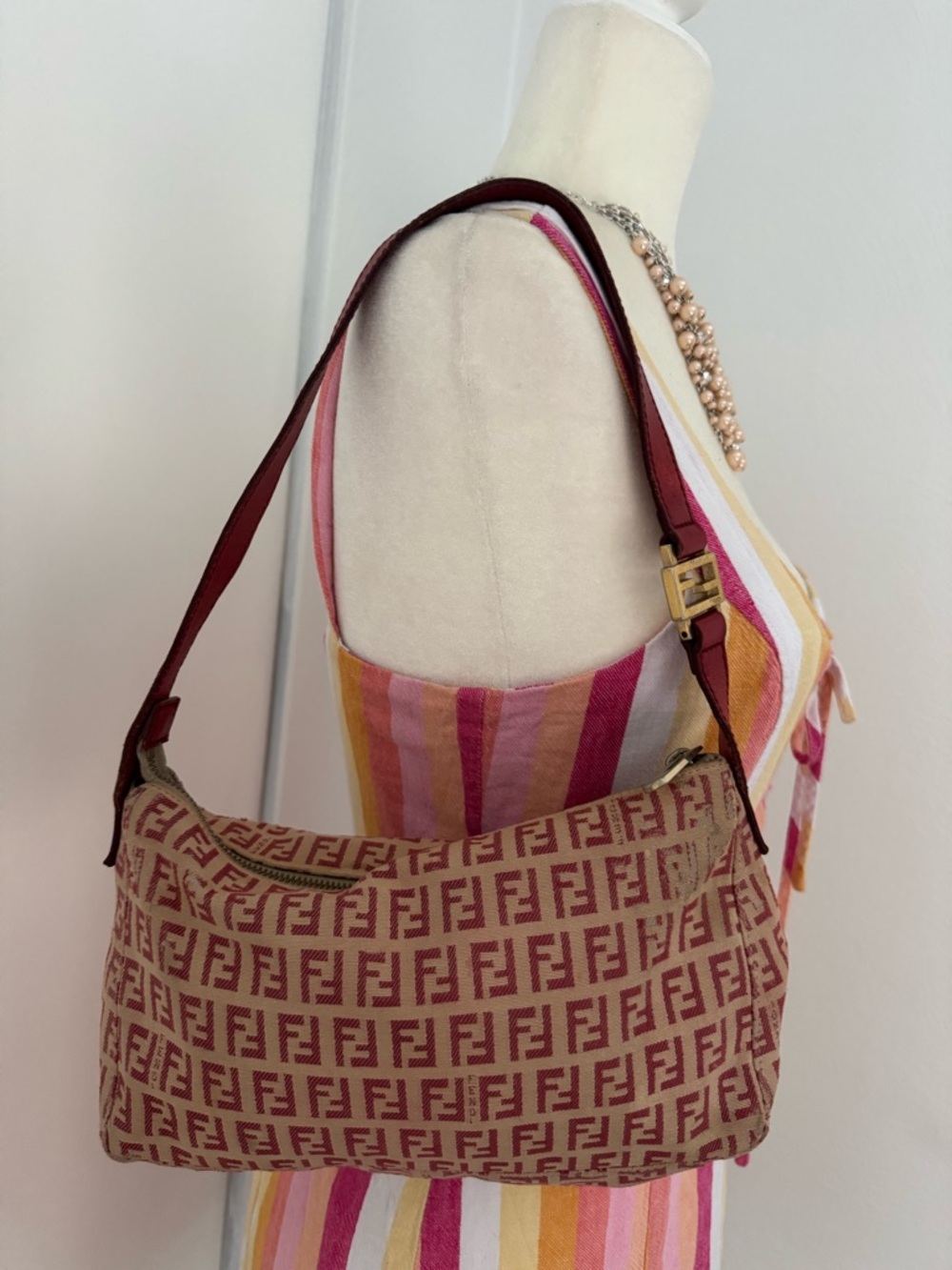 authentic Fendi Zucchino Baguette shoulder bag